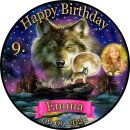 Tortenaufleger Wolf | Welpe Mondlicht Wasser