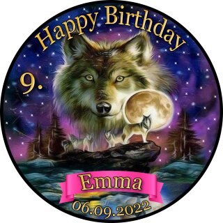Tortenaufleger Fototorte Tortenbild Geburtstag Wolf Wölfe WÖ01 (Zuckerpapier) Rund 14 cm Ø ohne Foto