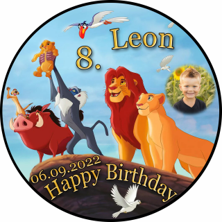 Tortenaufleger Fototorte Tortenbild Kindergeburtstag König der Löwen KDL02 (Zuckerpapier) Rund 20 cm Ø mit Foto