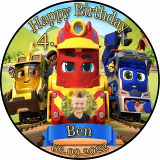 Tortenaufleger Fototorte Tortenbild Kindergeburtstag Mighty Express ME01 (Zuckerpapier) Rund 20 cm Ø mit Foto