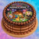 Tortenaufleger Fototorte Tortenbild Gamer Minecraft Pixel TNT MCR01 (Zuckerpapier) Rund 14 cm Ø mit Foto