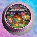 Tortenaufleger Fototorte Tortenbild Gamer Minecraft Pixel TNT MCR01 (Zuckerpapier) Rund 20 cm Ø mit Foto
