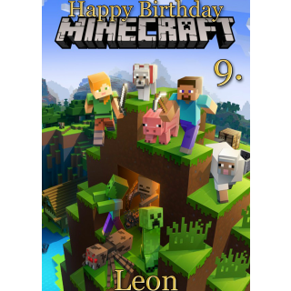 Tortenaufleger Fototorte Tortenbild Gamer Minecraft Pixel TNT MCR02 (Zuckerpapier) DIN A4 ohne Foto