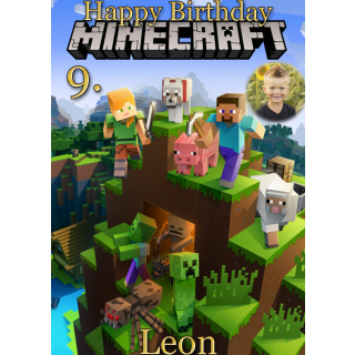 Tortenaufleger Fototorte Tortenbild Gamer Minecraft Pixel TNT MCR02 (Zuckerpapier) DIN A4 mit Foto