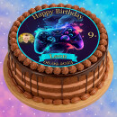 Tortenaufleger Fototorte Tortenbild Kindergeburtstag Game On Gamer GO02 (Zuckerpapier)