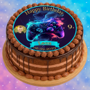 Tortenaufleger Fototorte Tortenbild Kindergeburtstag Game On Gamer GO02 (Zuckerpapier) Rund 20 cm Ø ohne Foto