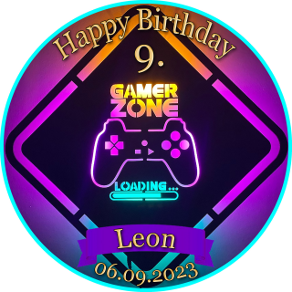 Tortenaufleger Fototorte Tortenbild Kindergeburtstag Game On Gamer GO03 (Zuckerpapier) Rund 20 cm Ø ohne Foto
