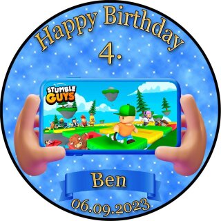 Tortenaufleger Fototorte Geburtstag Gamer Stumble Guys SG01 (Zuckerpapier)