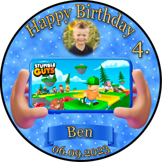 Tortenaufleger Fototorte Tortenbild Kindergeburtstag Game On Gamer GO01 (Zuckerpapier)