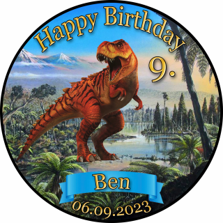 Tortenaufleger Fototorte Geburtstag Dino der Dinosaurier DINO03 (Zuckerpapier)