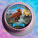 Tortenaufleger Fototorte Geburtstag Dino der Dinosaurier DINO03 (Zuckerpapier) Rund 20 cm Ø ohne Foto