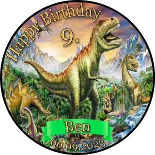 Tortenaufleger Fototorte Geburtstag Dino der Dinosaurier DINO04 (Zuckerpapier)