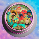 Tortenaufleger Fototorte Geburtstag Dino der Dinosaurier DINO05 (Zuckerpapier) Rund 14 cm Ø ohne Foto