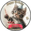 Tortenaufleger Katze | Partyhut Kerze Torte