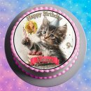 Tortenaufleger Katze | Partyhut Kerze Torte