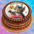 Tortenaufleger Katze | Partyhut Kerze Torte