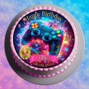 Tortenaufleger Fototorte Tortenbild Kindergeburtstag Game On Gamer GO04 (Zuckerpapier) Rund 20 cm Ø mit Foto