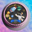 Tortenaufleger Geburtstag Astronaut Mond Rakete Sterne...