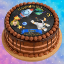 Tortenaufleger Geburtstag Astronaut Mond Rakete Sterne Weltraum WR01 (Zuckerpapier)