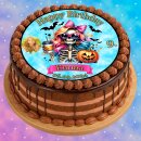Tortenaufleger Fototorte Tortenbild Geburtstag Halloween Kürbis Skelett HW32 (Zuckerpapier)
