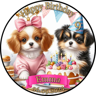 Tortenaufleger Fototorte Tortenbild Geburtstag Party Hunde Welpen HU02 (Zuckerpapier)