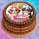 Tortenaufleger Hunde | Schleifen Torte Kerzen
