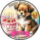 Tortenaufleger Hund | Torte Kerzen Rosa