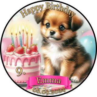 Tortenaufleger Fototorte Tortenbild Geburtstag Party Hunde Welpen HU03 (Zuckerpapier) Rund 20 cm Ø ohne Foto