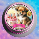 Tortenaufleger Fototorte Tortenbild Geburtstag Party Hunde Welpen HU03 (Zuckerpapier) Rund 20 cm Ø ohne Foto