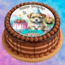 Tortenaufleger Hund | Partyhut Torte Luftballons