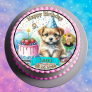 Tortenaufleger Fototorte Tortenbild Geburtstag Party Hunde Welpen HU04 (Zuckerpapier) Rund 20 cm Ø ohne Foto