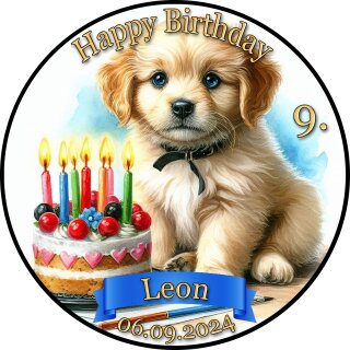 Tortenaufleger Fototorte Tortenbild Geburtstag Party Hunde Welpen HU05 (Zuckerpapier)