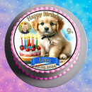 Tortenaufleger Fototorte Tortenbild Geburtstag Party Hunde Welpen HU05 (Zuckerpapier)