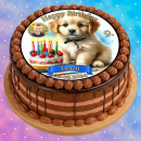 Tortenaufleger Fototorte Tortenbild Geburtstag Party Hunde Welpen HU05 (Zuckerpapier) Rund 20 cm Ø ohne Foto