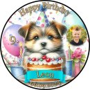 Tortenaufleger Hund | Luftballons Torte Kerzen