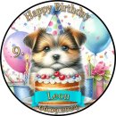 Tortenaufleger Hund | Luftballons Torte Kerzen