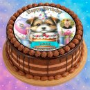 Tortenaufleger Hund | Luftballons Torte Kerzen