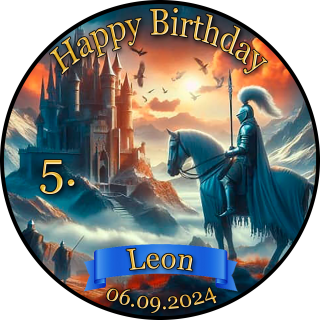 Tortenaufleger Fototorte Tortenbild Geburtstag Party Mittelalter Ritter Schwert Pferd Lanze Burg Schloss MA02 (Zuckerpapier)
