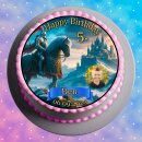 Tortenaufleger Fototorte Tortenbild Geburtstag Party Mittelalter Ritter Schwert Pferd Lanze Burg Schloss MA03 (Zuckerpapier)