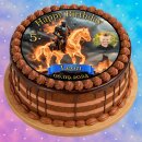 Tortenaufleger Fototorte Tortenbild Geburtstag Party Mittelalter Ritter Schwert Pferd Lanze Burg Schloss MA05 (Zuckerpapier)