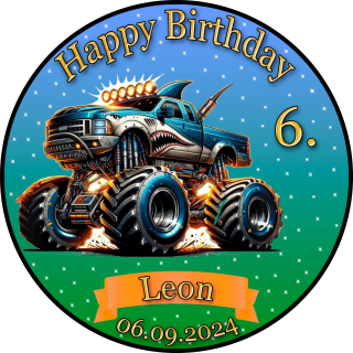 Tortenaufleger Fototorte Tortenbild Kindergeburtstag Party Fahrzeuge Monstertruck FZ08 (Zuckerpapier)