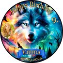 Tortenaufleger Wolf | Aquarell Feuer Eis