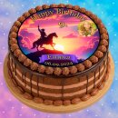 Tortenaufleger Fototorte Tortenbild Geburtstag Party Pferd Cowboy PF03 (Zuckerpapier)