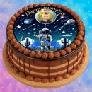 Tortenaufleger Fototorte Tortenbild Geburtstag Astronaut Mond Rakete Sterne Weltraum WR04 (Zuckerpapier)