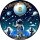 Tortenaufleger Fototorte Tortenbild Geburtstag Astronaut Mond Rakete Sterne Weltraum WR04 (Zuckerpapier)
