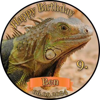 Tortenaufleger Fototorte Tortenbild Geburtstag Party Leguan Leguane LE01 (Zuckerpapier)