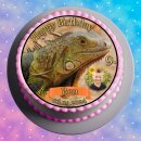 Tortenaufleger Fototorte Tortenbild Geburtstag Party Leguan Leguane LE01 (Zuckerpapier)