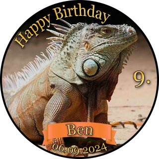 Tortenaufleger Fototorte Tortenbild Geburtstag Party Leguan Leguane LE02 (Zuckerpapier)