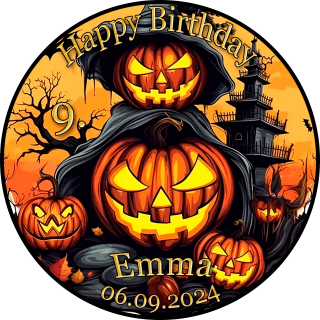 Tortenaufleger Fototorte Tortenbild Geburtstag Halloween Kürbis Herbst Gruselig HW34 (Zuckerpapier) Rund 20 cm Ø ohne Foto