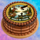 Tortenaufleger Fototorte Tortenbild Geburtstag Angeln Angler Fische Hobby 20 cm Ø AN02 (Zuckerpapier)